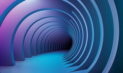 Naklejka premium Blue and purple background with three-dimensional spiral shape, 3D rendering, abstract style, geometric lines