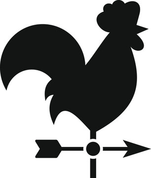 recommend clip art: Black silhouette of a rooster weather vane indicating wind direction