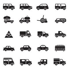 Adobe IllustratorDesign very stylish black pictograms that represent sport car items icon set.flat. Simple. White background. Artwork