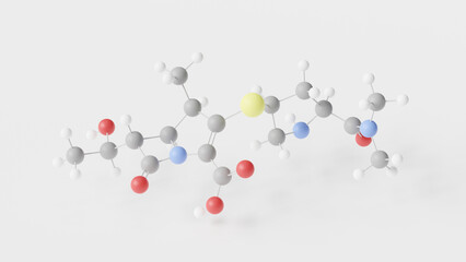 meropenem molecule 3d, molecular structure, ball and stick model, structural chemical formula antibiotic