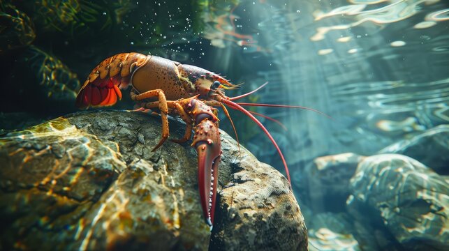 crayfish in aquarium
