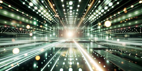 Naklejka premium A bright, colorful, and futuristic scene with many lights and reflections