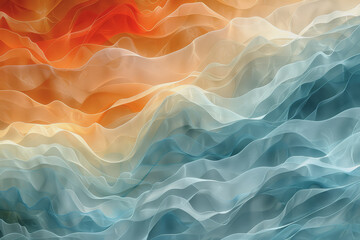 Obraz premium Horizontal waves background in hues of light blue, dark amber, and eggshell, abstract and vibrant
