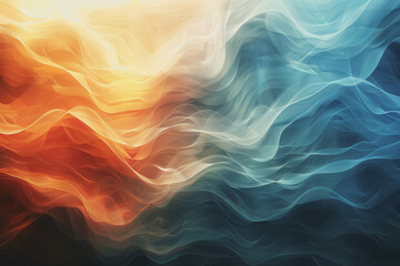 Obraz premium Horizontal waves background in hues of light blue, dark amber, and eggshell, abstract and vibrant