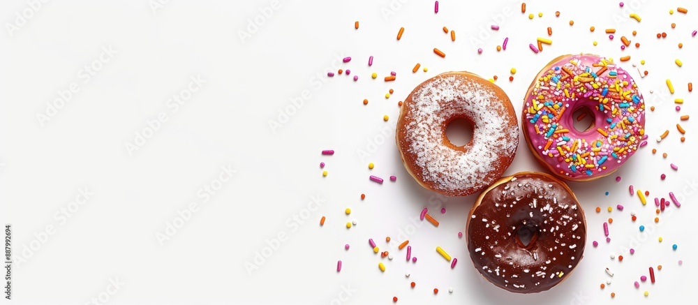 Poster donuts displayed on a clear white background with copy space image