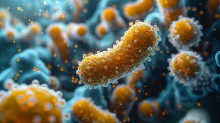 Naklejka premium A close-up microscopic view of microorganisms used in wastewater treatment.