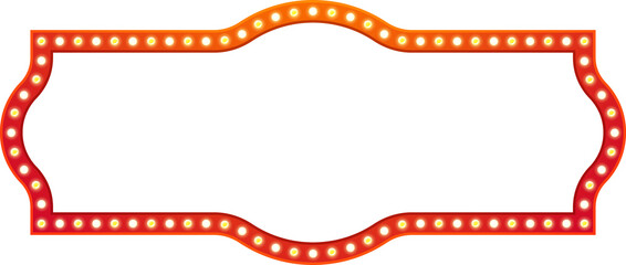 Light Frame with Electric Bulbs. Horizontal Retro Sign. Isolated Element