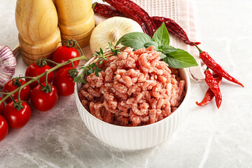 Raw minced pork uncooked meat