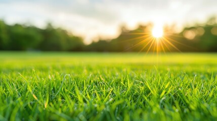 Serene Sunset Meadow with Long Shadows