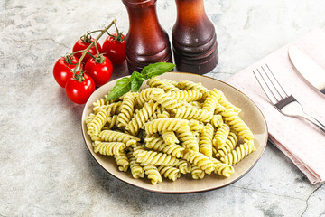 Italian pasta with basil pesto