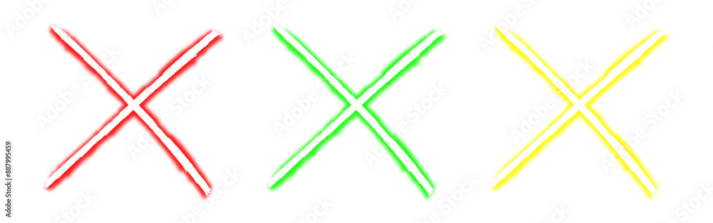 Aufkleber set of neon cross x shape design elements