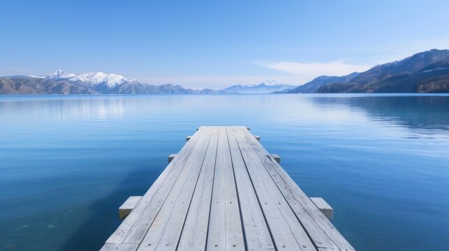 Picturesque Wooden Pier Extending Gracefully Over Splendid Waters