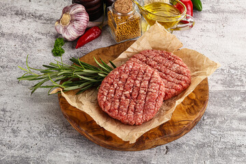 Raw burger cutlet for grill