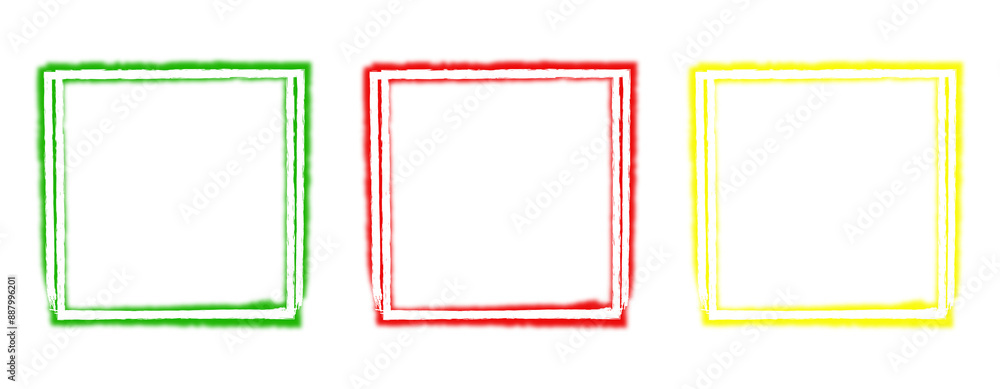 Poster set of blank neon square frame design elements