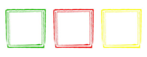 Set of blank neon square frame design elements
