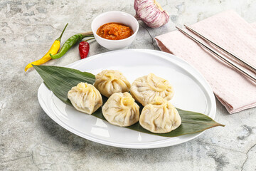 Chinese traditional steamed dumpligs momo
