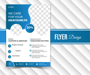 Professional medical Flyer, brochure, poster design template. Minimal and clean medical flyer design vector template