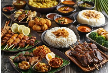 Obraz premium various popular malaysia food for ramadan hari raya aidilfitri