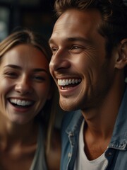 Portrait of a laughing couple, man and woman