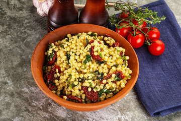 Vegetarian Pasta ptitim with vegetables