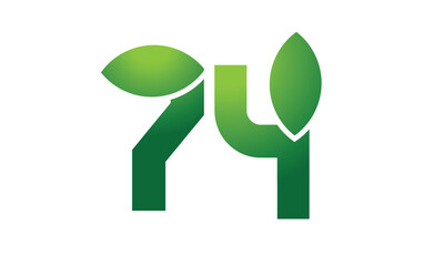 74 Leaf Logo Number Green Simple Nature