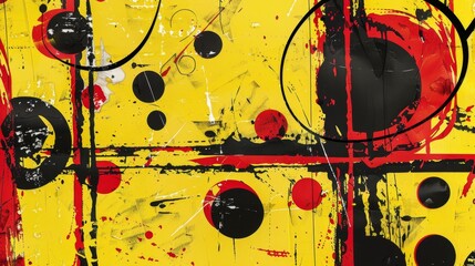 Abstract Yellow, Black and Red Artwork