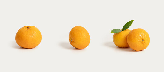 set of fresh orange on white background