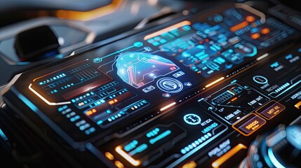 A close-up of a digital assistant device with a holographic display.