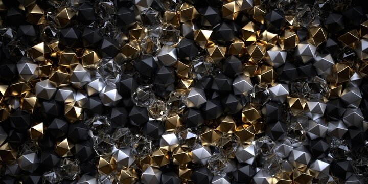 Decahedron objects abstract background 3D computer generated illustration