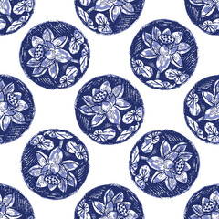Indigo blue to dye effect abstract vector seamless pattern background. Modern masculine bold graphic bandana design for block print hand craft trend. 