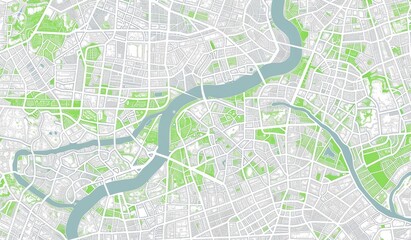 Obraz premium Detailed Green and White Urban Map