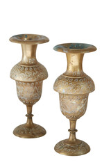 Vintage brass candlesticks. No background png.