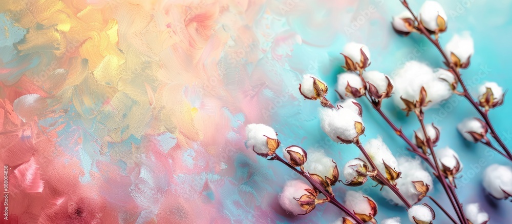 Poster cotton with various colors creating a vibrant copy space image