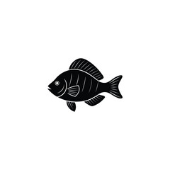 bluegill fish, vector illustration, black silhouette