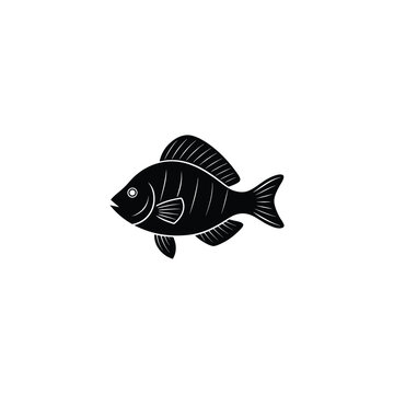 recommend clip art: bluegill fish, vector illustration, black silhouette