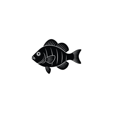 recommend clip art: bluegill fish, vector illustration, black silhouette