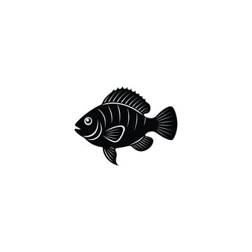 recommend clip art: bluegill fish, vector illustration, black silhouette