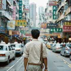 Fototapeta premium Traveling in Hong Kong with a cityscape view