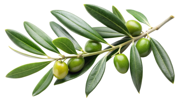 branch of olive with leaves isolated on white background
