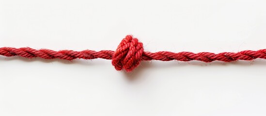 Aged red string isolated on a white backdrop with focused view featuring an antique vibe includes copy space image