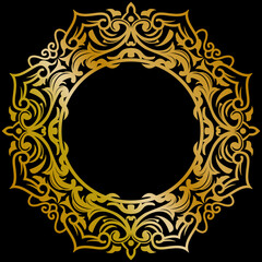 Premium round gold ornament vector illustration, gold invitation decoration. gold mandala ornament.