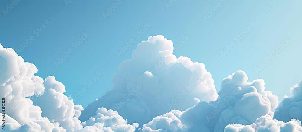 Poster puffy white clouds floating in a clear blue sky with ample copy space image