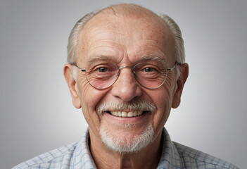 Obraz premium Portrait view of a regular happy smiling Czech Republic old man, ultra realistic, candid, social media, avatar image, plain solid background