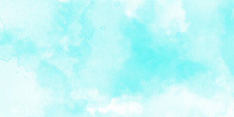 Vector blue in the sky and cloudy watercolor light wall grungy paint. canvas splash fluffy heaven watercolor painting beautiful cloudscape pastel texture background.