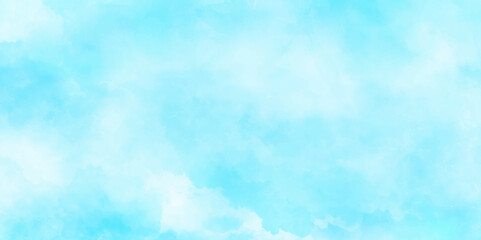 Vector blue in the sky and cloudy watercolor light wall grungy paint. canvas splash fluffy heaven watercolor painting beautiful cloudscape pastel texture background.