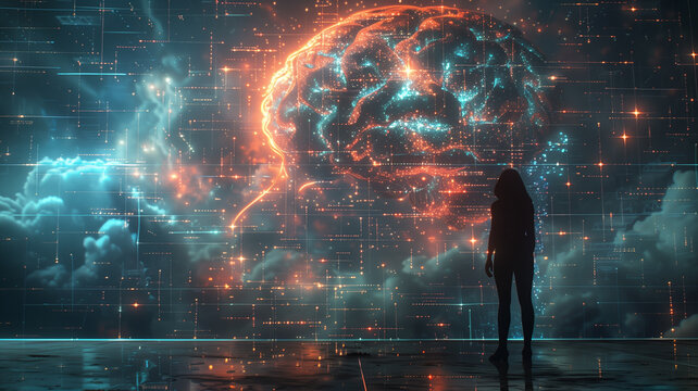 human intelligence concept, creative, cyber, deep learning, digital transformation