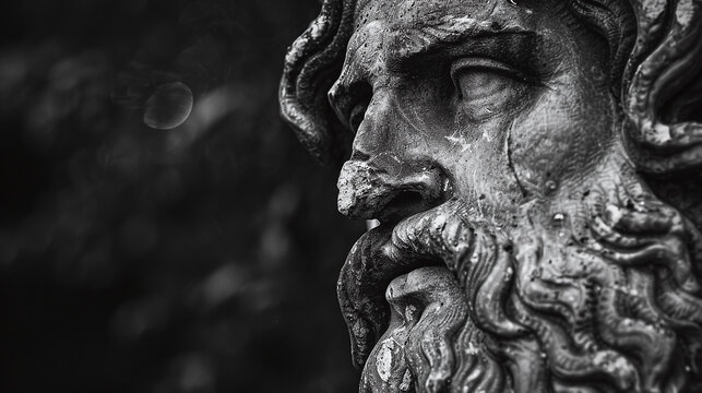 Zeus face statue statue photography monochrome sculpture