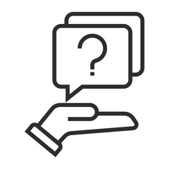 Question and hand outline icon, editable vector illustration and transparent graphic element. Isolated on white background