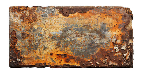 Aged Rectangular Metal Plate with Rust and Stains