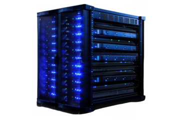 Black Server Rack with Blue Lights